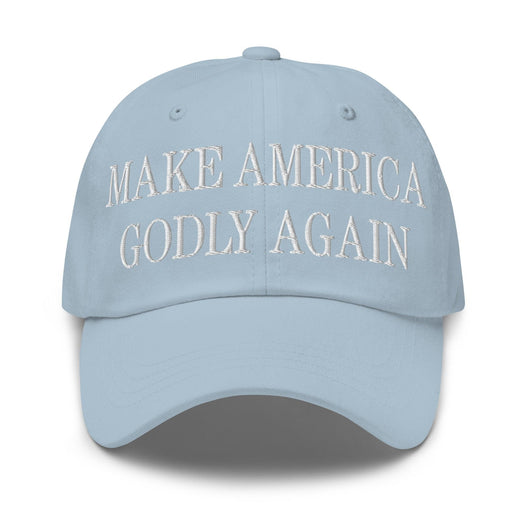 Make Us Godly Again Embroidered Dad Hat - Light Blue