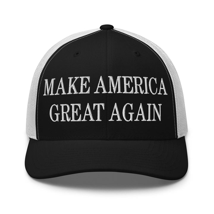 Make Us Great Again MAGA Campaign Retro Trucker Hat - Black/ White