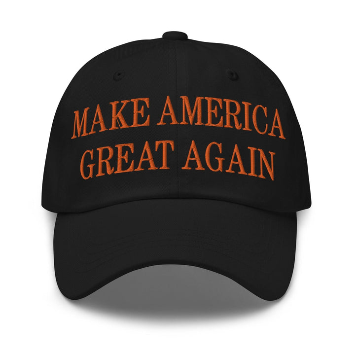 Make Us Great Again MAGA Orange Dad Hat - Black