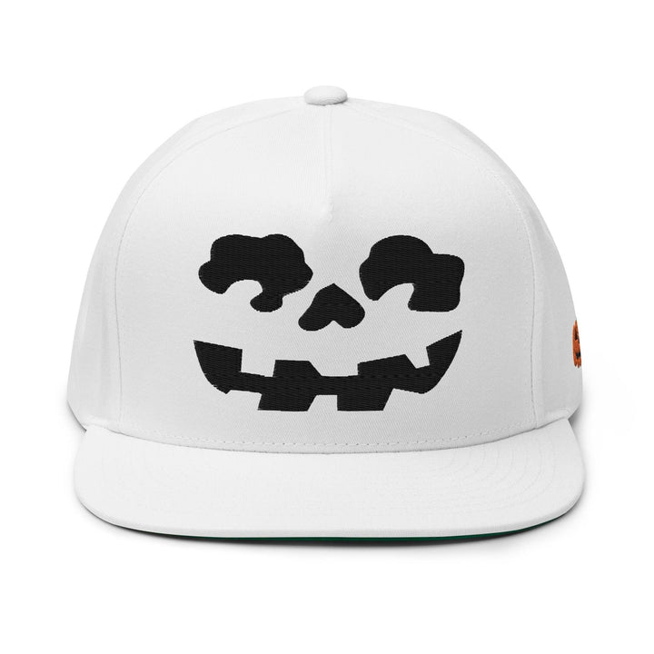 Make Us Great Again MAGA Skull Halloween Flat Bill Brim 5 Panel Snapback Hat - White