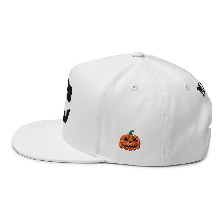 Make Us Great Again MAGA Skull Halloween Flat Bill Brim 5 Panel Snapback Hat - White