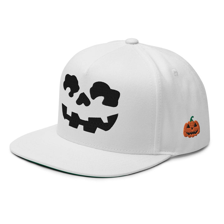 Make Us Great Again MAGA Skull Halloween Flat Bill Brim 5 Panel Snapback Hat - White