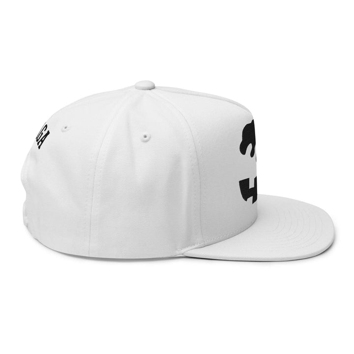 Make Us Great Again MAGA Skull Halloween Flat Bill Brim 5 Panel Snapback Hat - White