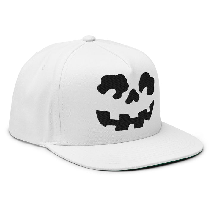 Make Us Great Again MAGA Skull Halloween Flat Bill Brim 5 Panel Snapback Hat - White