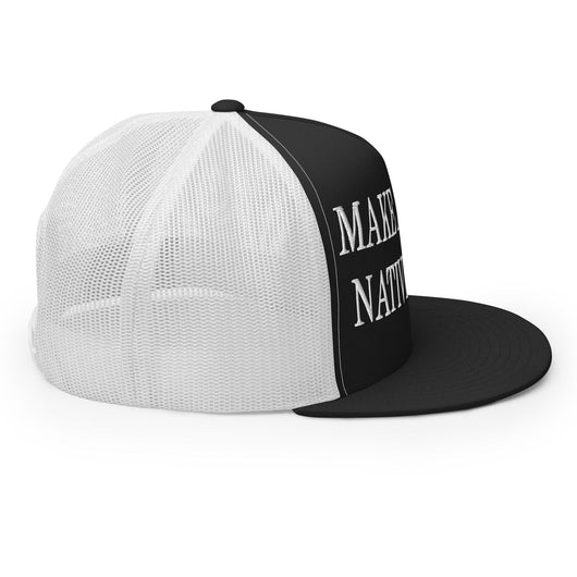 Make Us Native Again Embroidered Mesh Flat Bill Brim Trucker Hat