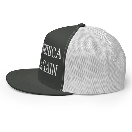 Make Us Native Again Embroidered Mesh Flat Bill Brim Trucker Hat