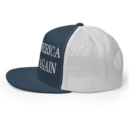 Make Us Native Again Embroidered Mesh Flat Bill Brim Trucker Hat