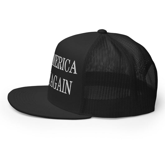 Make Us Native Again Embroidered Mesh Flat Bill Brim Trucker Hat