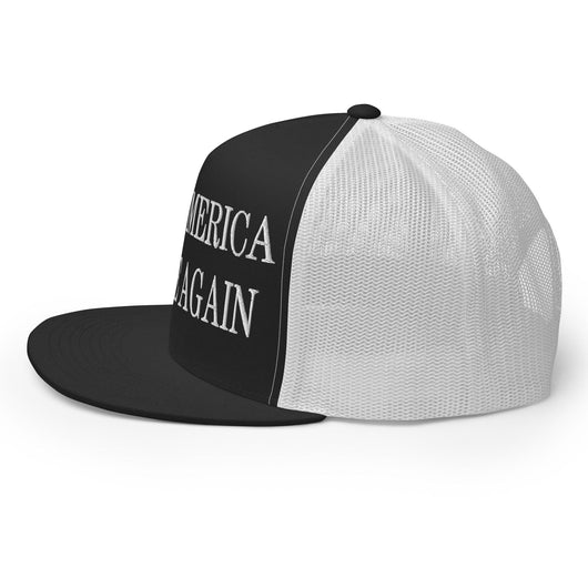 Make Us Native Again Embroidered Mesh Flat Bill Brim Trucker Hat