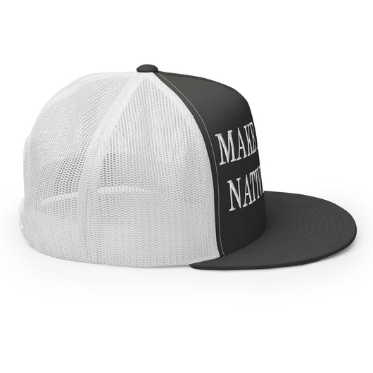 Make Us Native Again Embroidered Mesh Flat Bill Brim Trucker Hat