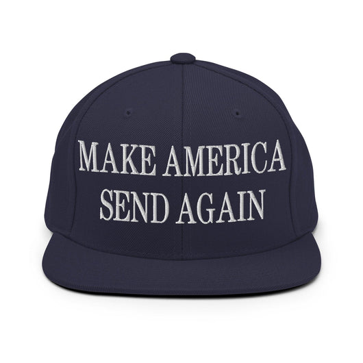 Make Us Send Again Embroidered Flat Bill Brim Snapback Hat - Navy