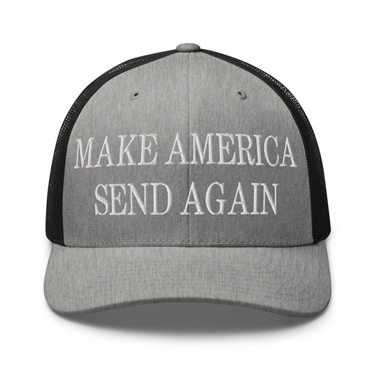 Make Us Send Again Embroidered Mesh Trucker Hat - Heather/ Black