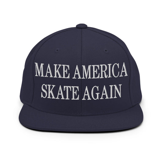 Make Us Skate Again Embroidered Flat Bill Brim Snapback Hat - Navy