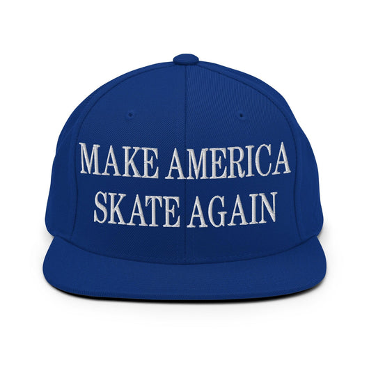 Make Us Skate Again Embroidered Flat Bill Brim Snapback Hat - Royal Blue