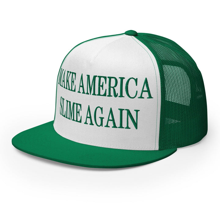 Make Us Slime Again Embroidered Flat Bill Brim Trucker Hat