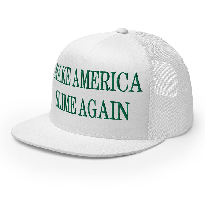 Make Us Slime Again Embroidered Flat Bill Brim Trucker Hat