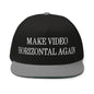 Make Video Horizontal Again Embroidered 5 Panel Flat Bill Brim Snapback Hat - Black/ Grey
