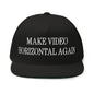 Make Video Horizontal Again Embroidered 5 Panel Flat Bill Brim Snapback Hat - Black