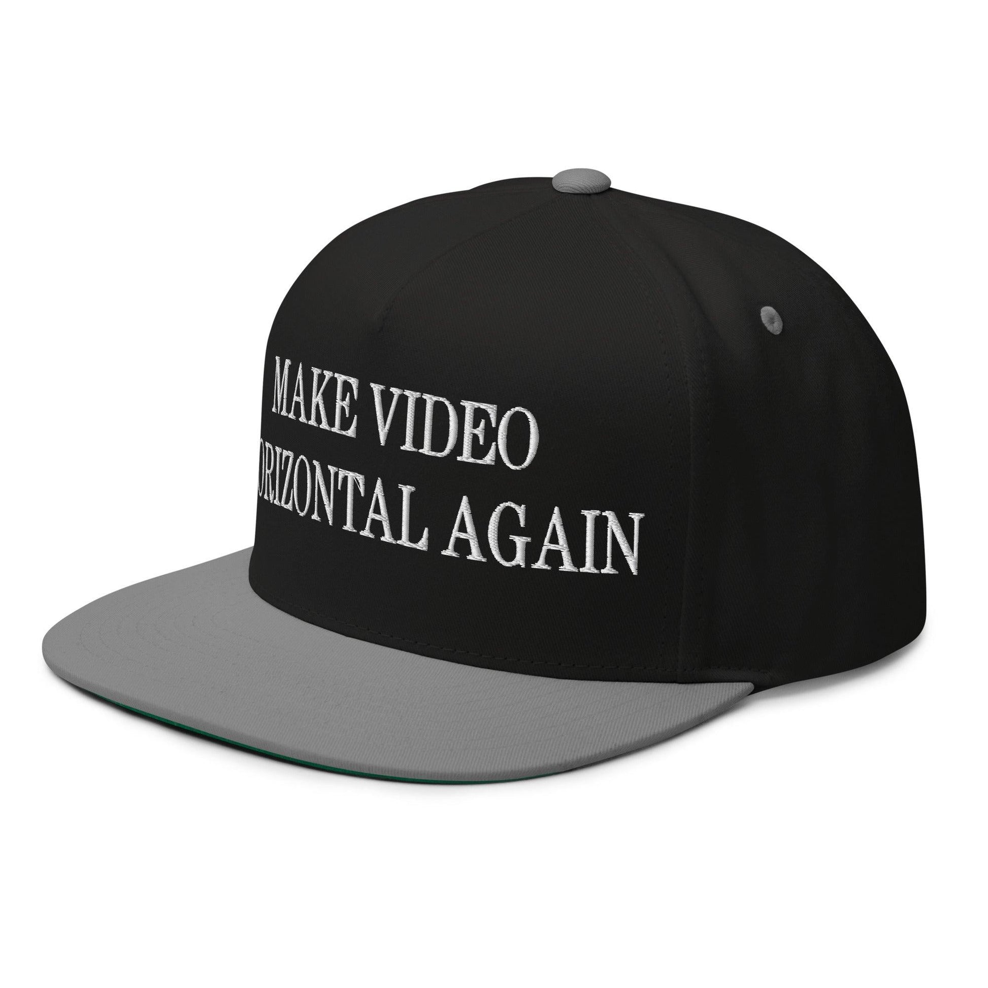 Make Video Horizontal Again Embroidered 5 Panel Flat Bill Brim Snapback Hat
