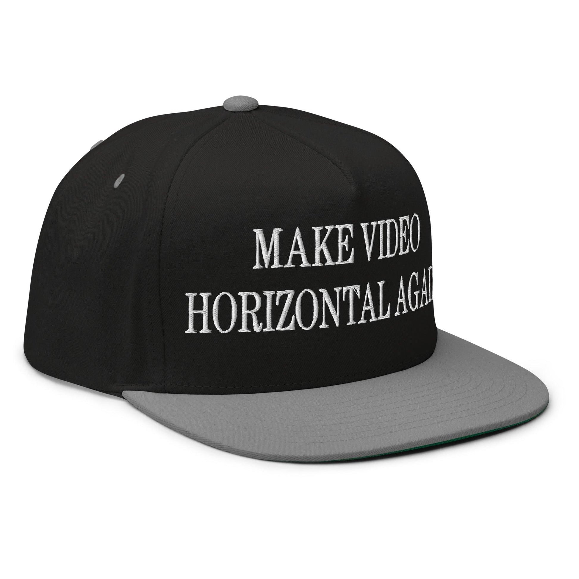 Make Video Horizontal Again Embroidered 5 Panel Flat Bill Brim Snapback Hat