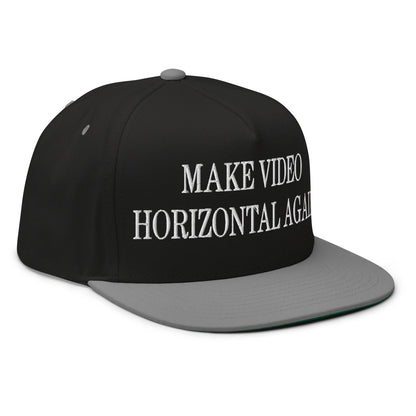 Make Video Horizontal Again Embroidered 5 Panel Flat Bill Brim Snapback Hat