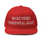 Make Video Horizontal Again Embroidered 5 Panel Flat Bill Brim Snapback Hat - Red