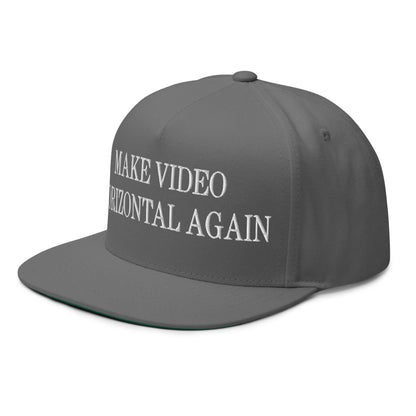 Make Video Horizontal Again Embroidered 5 Panel Flat Bill Brim Snapback Hat