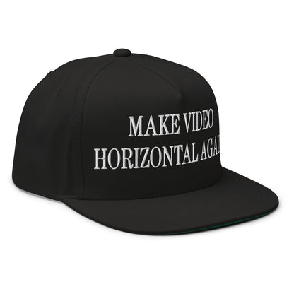 Make Video Horizontal Again Embroidered 5 Panel Flat Bill Brim Snapback Hat