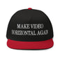 Make Video Horizontal Again Embroidered 5 Panel Flat Bill Brim Snapback Hat - Black/ Red