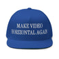 Make Video Horizontal Again Embroidered 5 Panel Flat Bill Brim Snapback Hat - Royal Blue