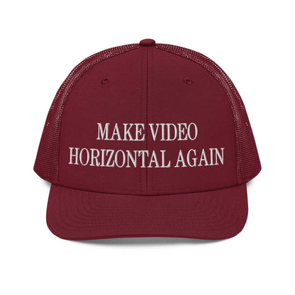 Make Video Horizontal Again Embroidered Classic Mesh Trucker Hat - Cardinal