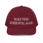 Make Video Horizontal Again Embroidered Classic Mesh Trucker Hat - Cardinal