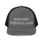 Make Video Horizontal Again Embroidered Classic Mesh Trucker Hat - Charcoal/Black
