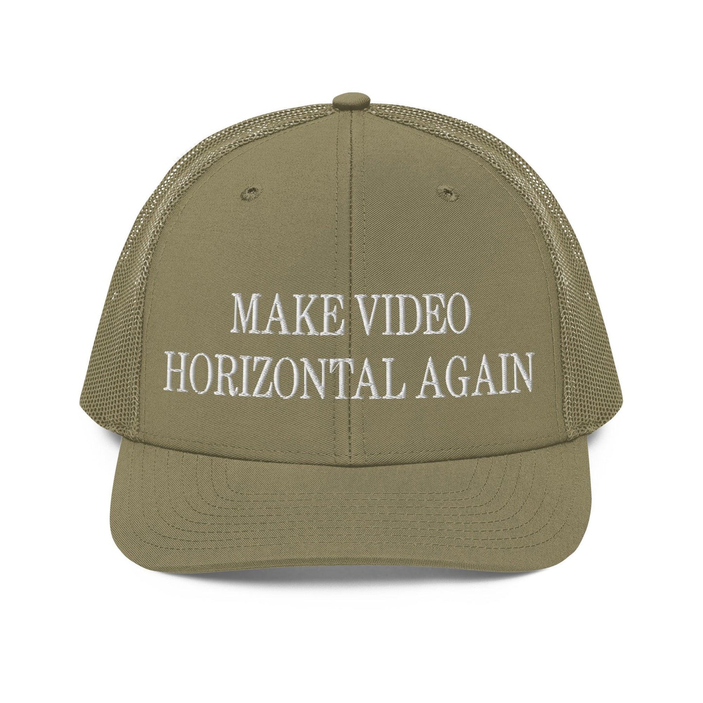 Make Video Horizontal Again Embroidered Classic Mesh Trucker Hat - Loden