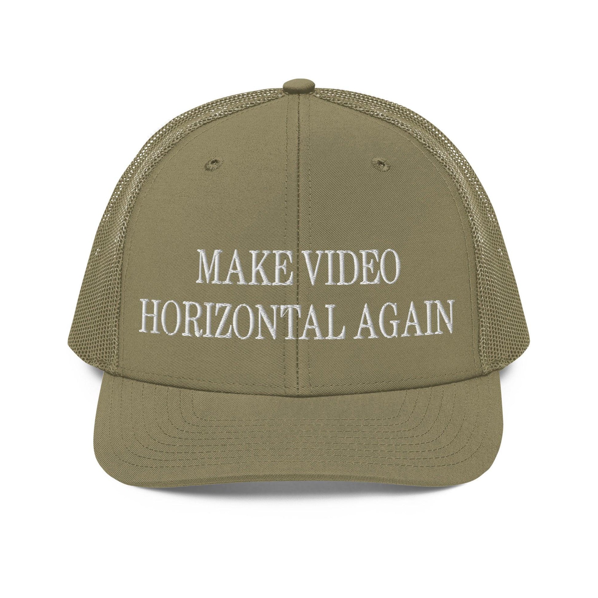 Make Video Horizontal Again Embroidered Classic Mesh Trucker Hat - Loden