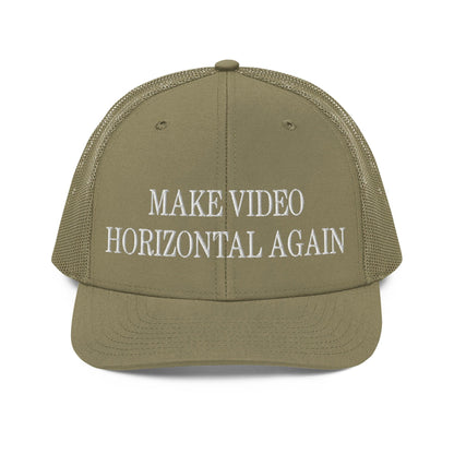 Make Video Horizontal Again Embroidered Classic Mesh Trucker Hat - Loden
