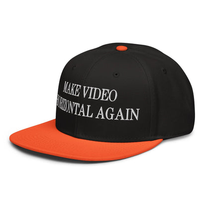 Make Video Horizontal Again Embroidered Flat Brim Bill Snapback Hat