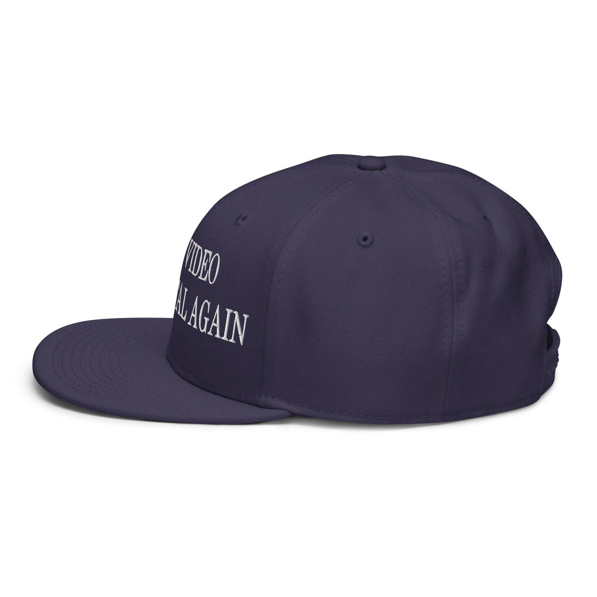 Make Video Horizontal Again Embroidered Flat Brim Bill Snapback Hat