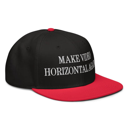 Make Video Horizontal Again Embroidered Flat Brim Bill Snapback Hat