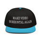 Make Video Horizontal Again Embroidered Flat Brim Bill Snapback Hat - Aqua blue / Black
