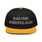 Make Video Horizontal Again Embroidered Flat Brim Bill Snapback Hat - Gold / Black