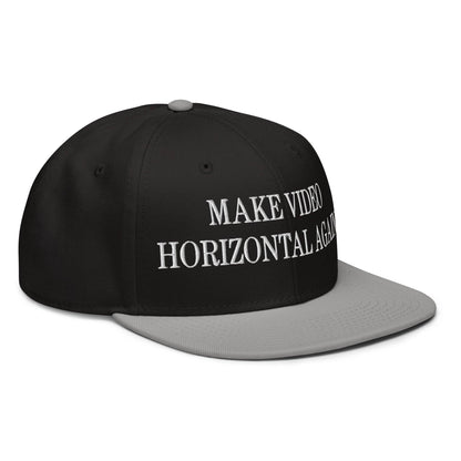 Make Video Horizontal Again Embroidered Flat Brim Bill Snapback Hat