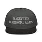 Make Video Horizontal Again Embroidered Flat Brim Bill Snapback Hat - Black / Charcoal gray