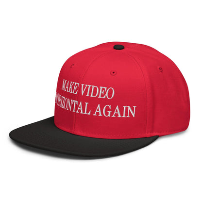 Make Video Horizontal Again Embroidered Flat Brim Bill Snapback Hat