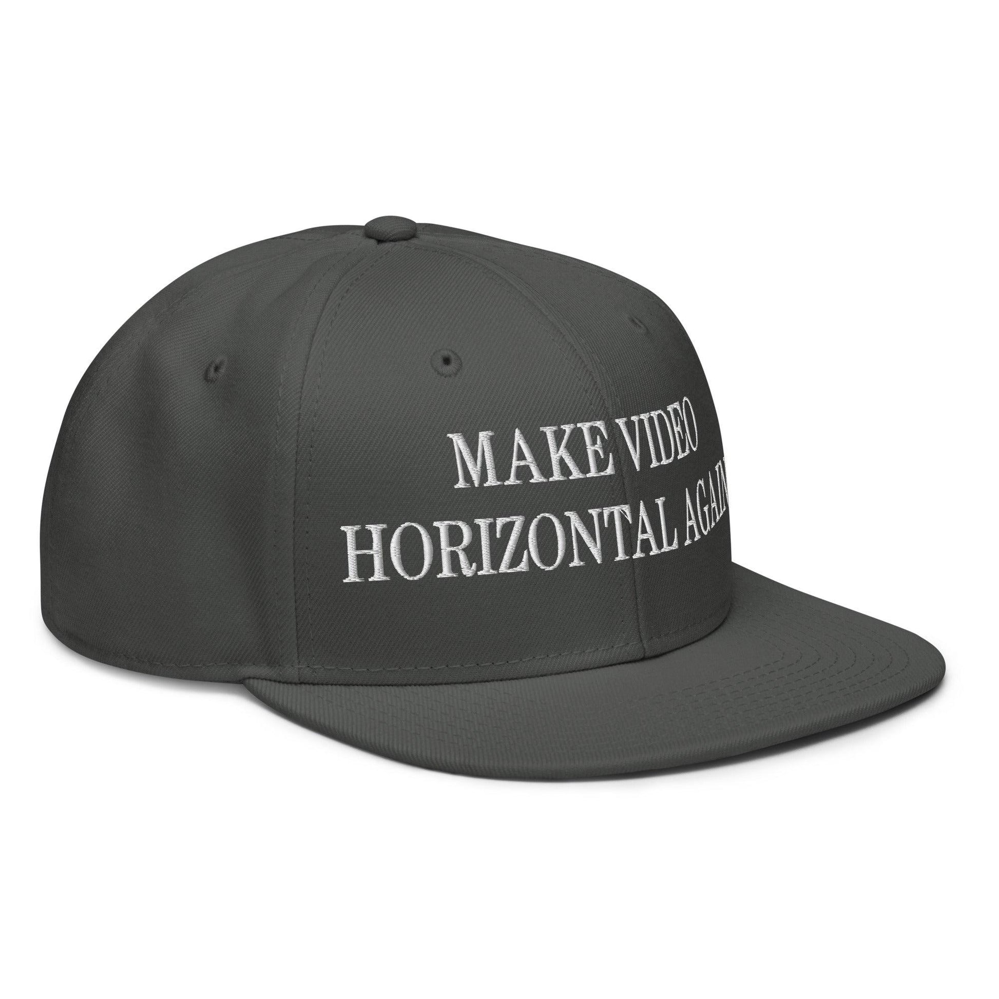 Make Video Horizontal Again Embroidered Flat Brim Bill Snapback Hat