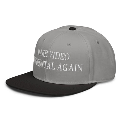 Make Video Horizontal Again Embroidered Flat Brim Bill Snapback Hat