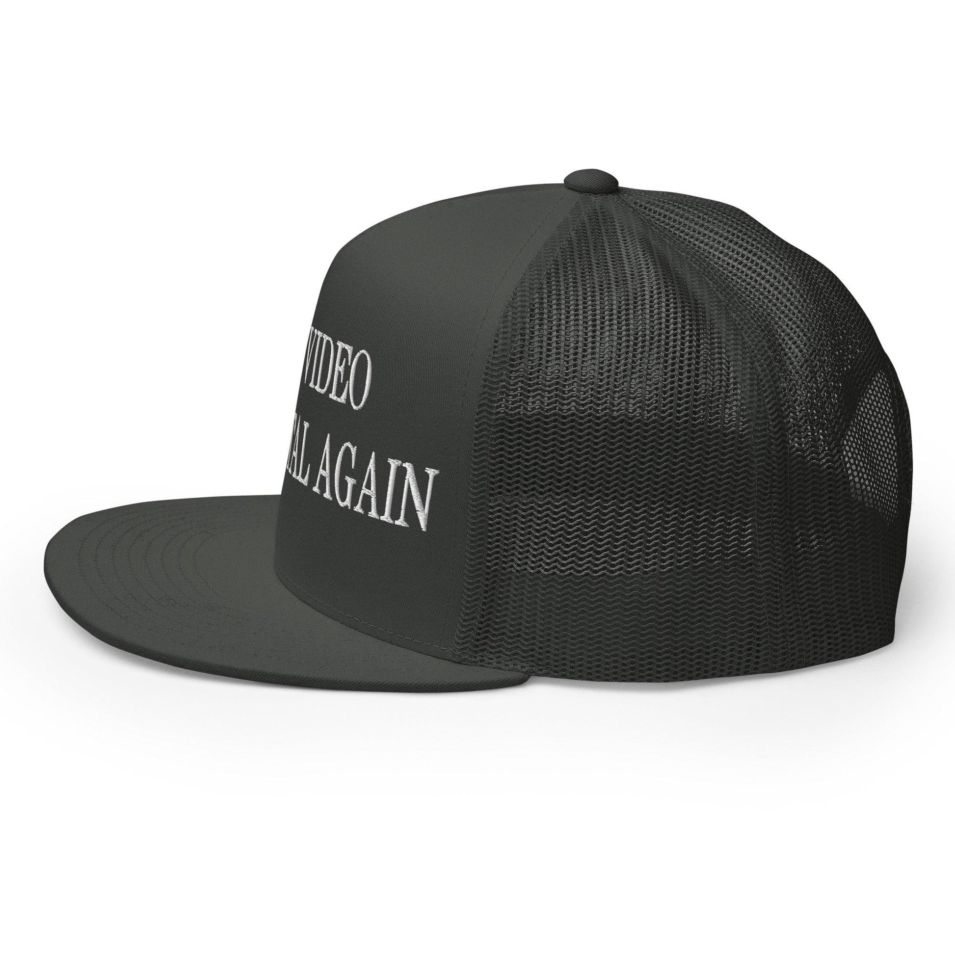 Make Video Horizontal Again Embroidered Mesh Flat Bill Brim Trucker Hat