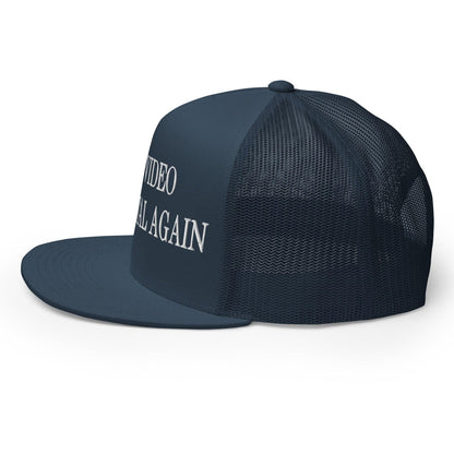 Make Video Horizontal Again Embroidered Mesh Flat Bill Brim Trucker Hat