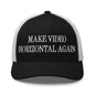 Make Video Horizontal Again Embroidered Mesh Trucker Hat - Black/ White