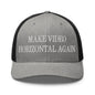 Make Video Horizontal Again Embroidered Mesh Trucker Hat - Heather/ Black